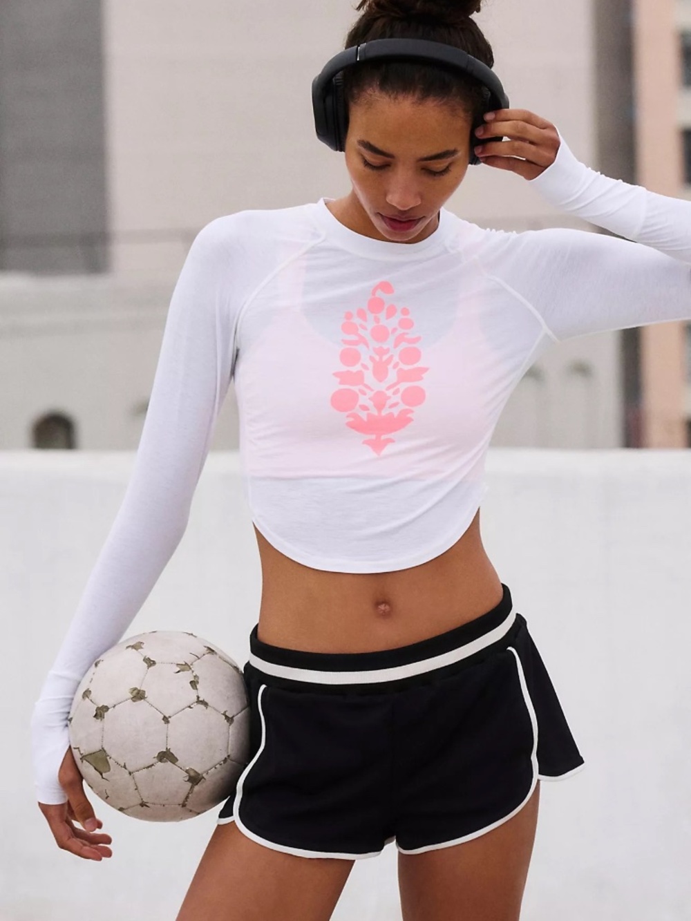 NWT FP Movement White Tempo On Repeat Long-Sleeve Logo Layer